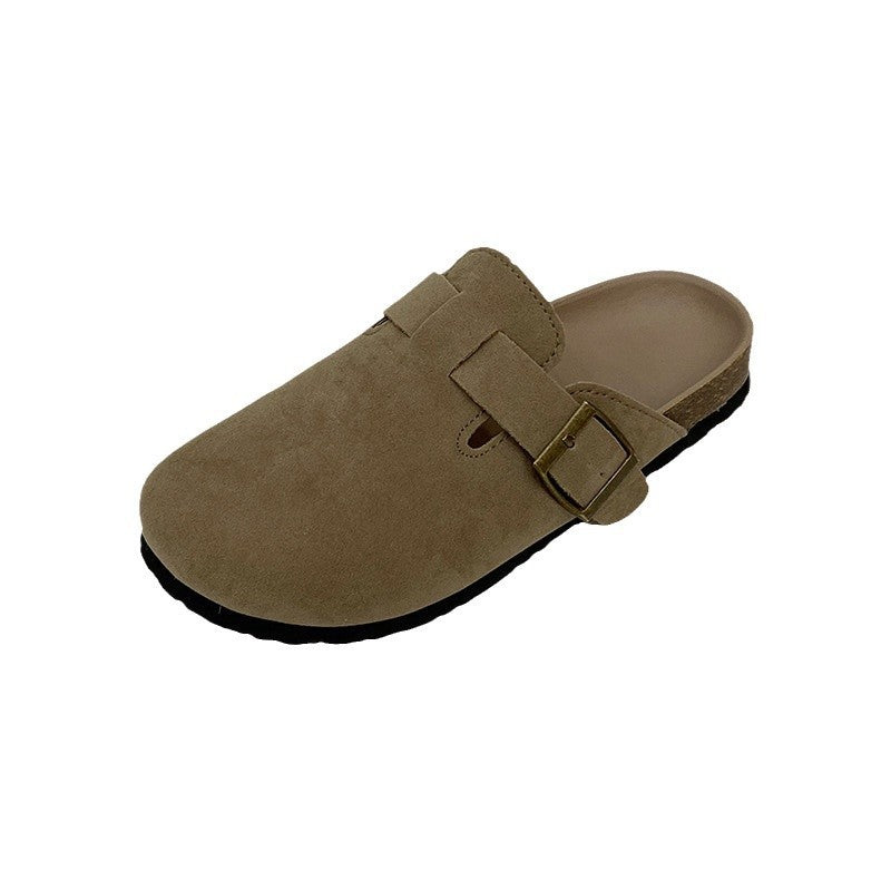 Women's Flat Toe Cap Semi Slip-on Lazy Women's Shoes