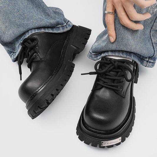Men's Height Increasing Polished Punk Big Head High-grade Leather Shoes