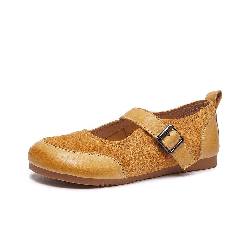 Women's Korean Fashionable Flat Buckle Color Matching Mary Loafers