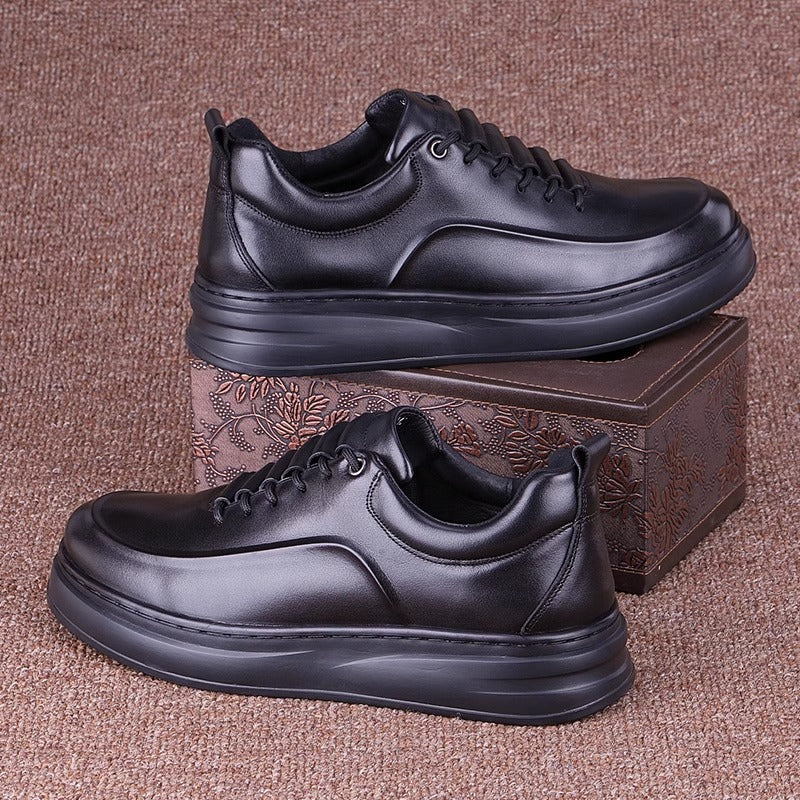 Men's First Layer Cowhide Autumn Platform Sports Leather Shoes