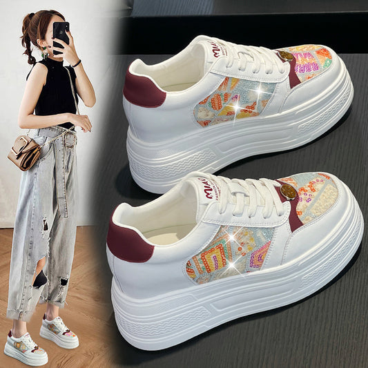 Women's Hidden White Spring Platform Breathable Korean Women's Shoes