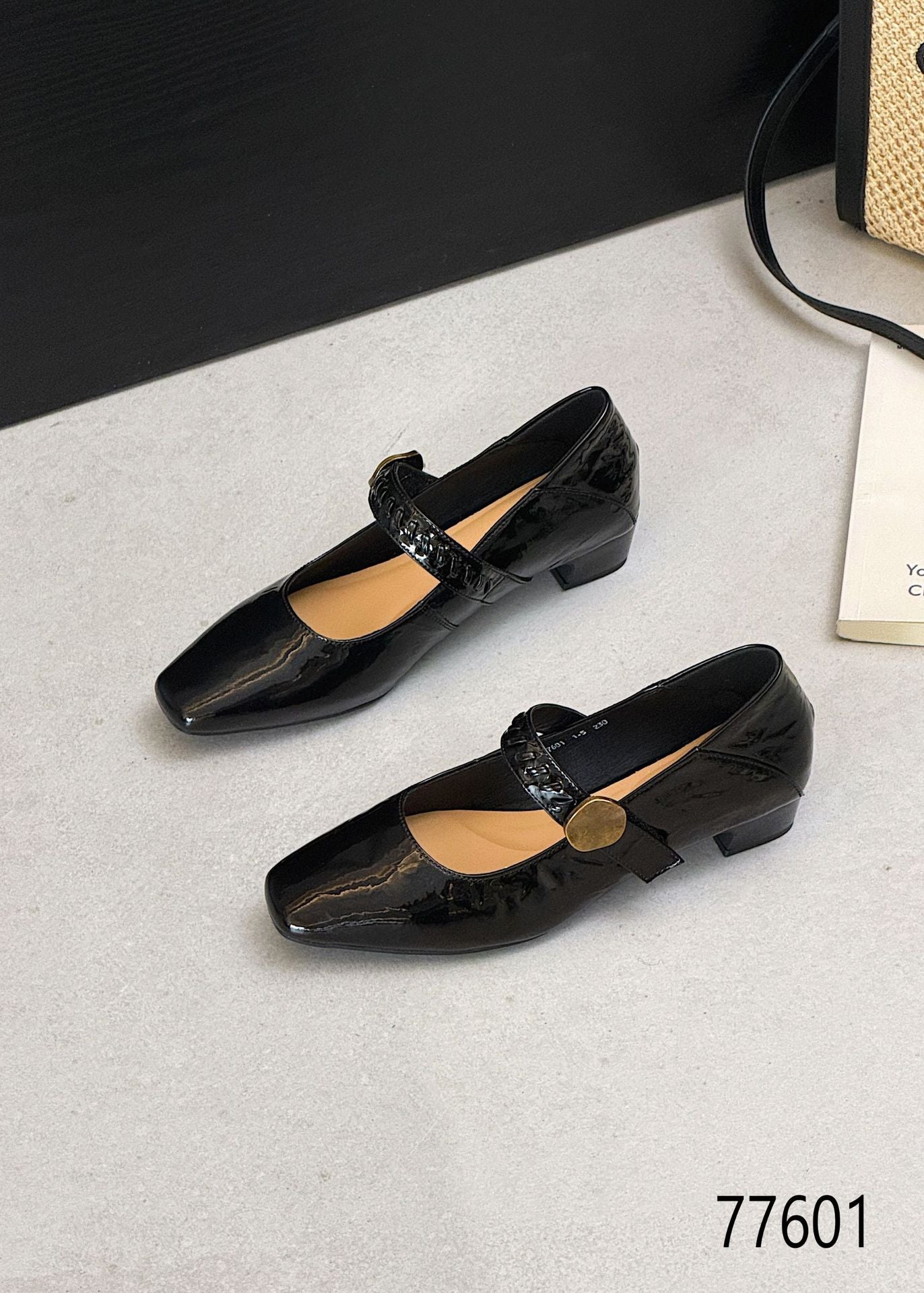 Women's Chunky Low Patent Formal Wear Low-cut Square Women's Fashion Shoes