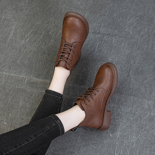 Women's Ankle Genuine Flat Martens Comfortable Soft Bottom Women's Leather Boots