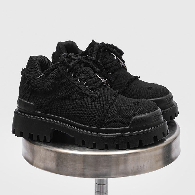 Men's Retro Derby Invisible Height Increasing Big Head Mickey Style Men's Business Leather Shoes