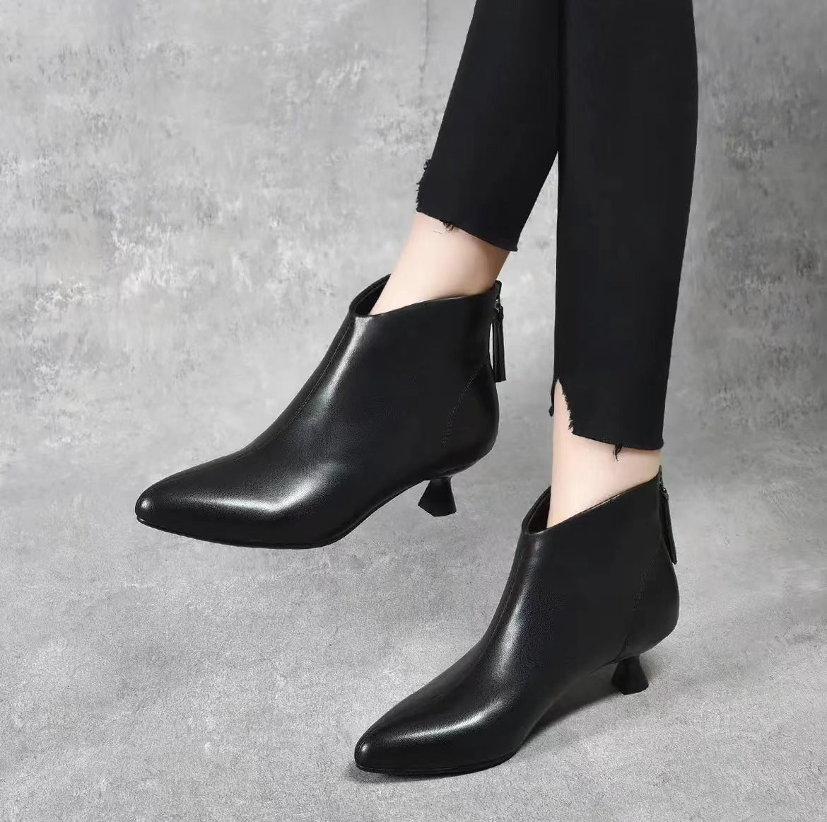 Women's Low Pointed Toe Mid Soft Fleece-lined Boots