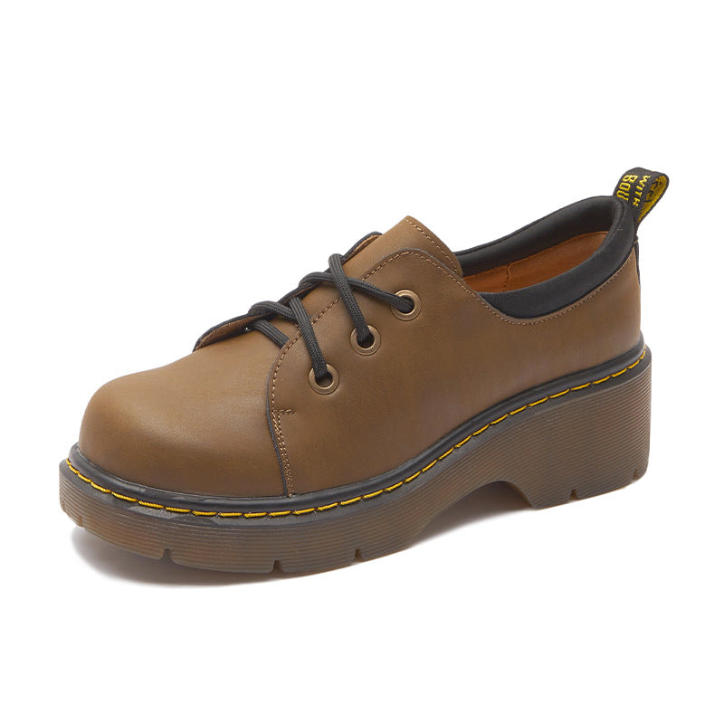 Women's Ugly Cute Thick Bottom Height Increasing Martin Pumps Leather Shoes