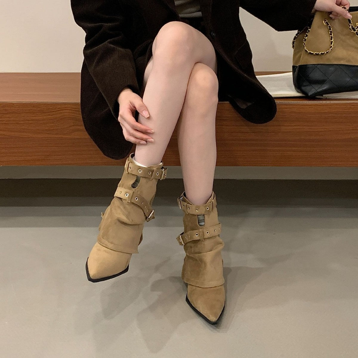 Hot Pants Female Chunky Martin Temperament Skinny Women's Leather Boots