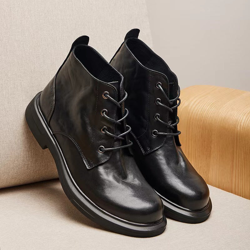 Men's Top Layer Cowhide Martin Breathable Retro Men's Shoes