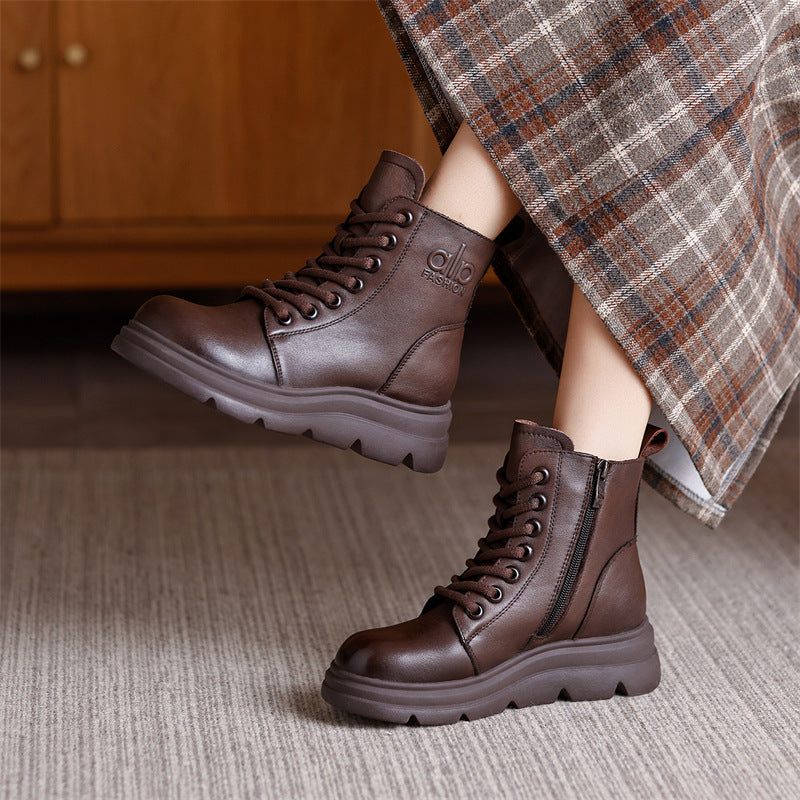 Thick-soled British Style Martin Retro Handmade Leisure Round Boots