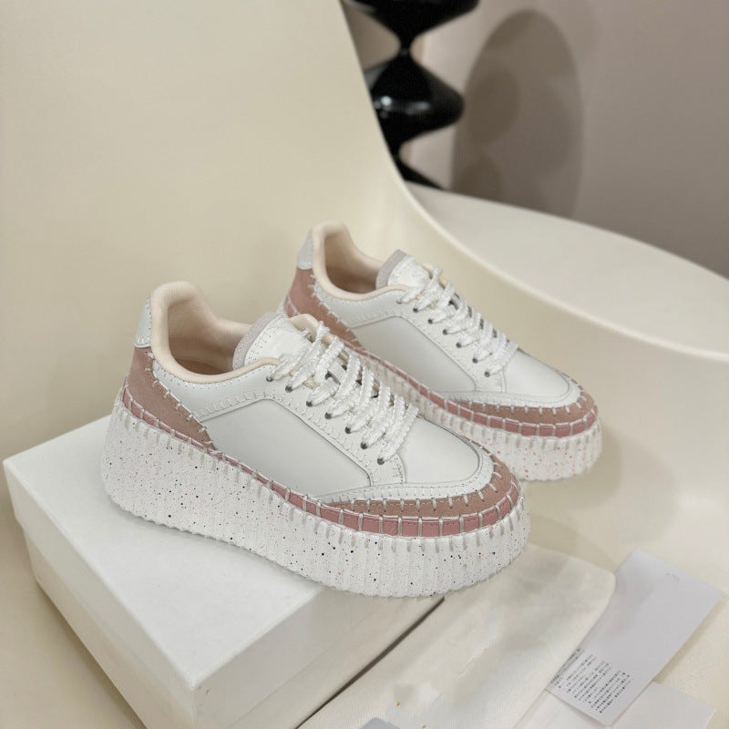 Women's Platform Elevator Wild Biscuit Shape Round Women's Casual Shoes