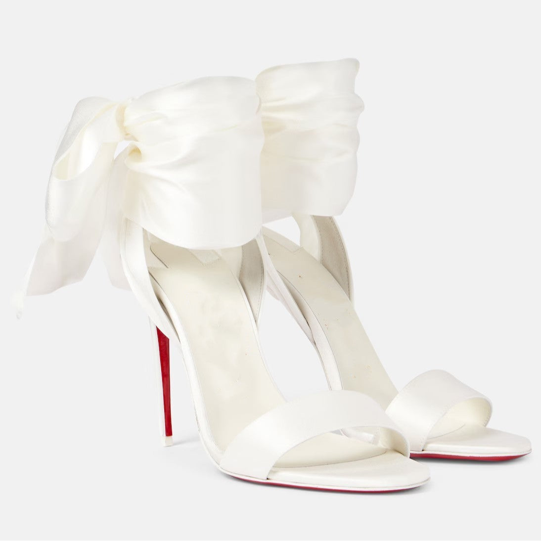 Round Toe Satin Bow Ankle Strap Large High Heeled Sandals