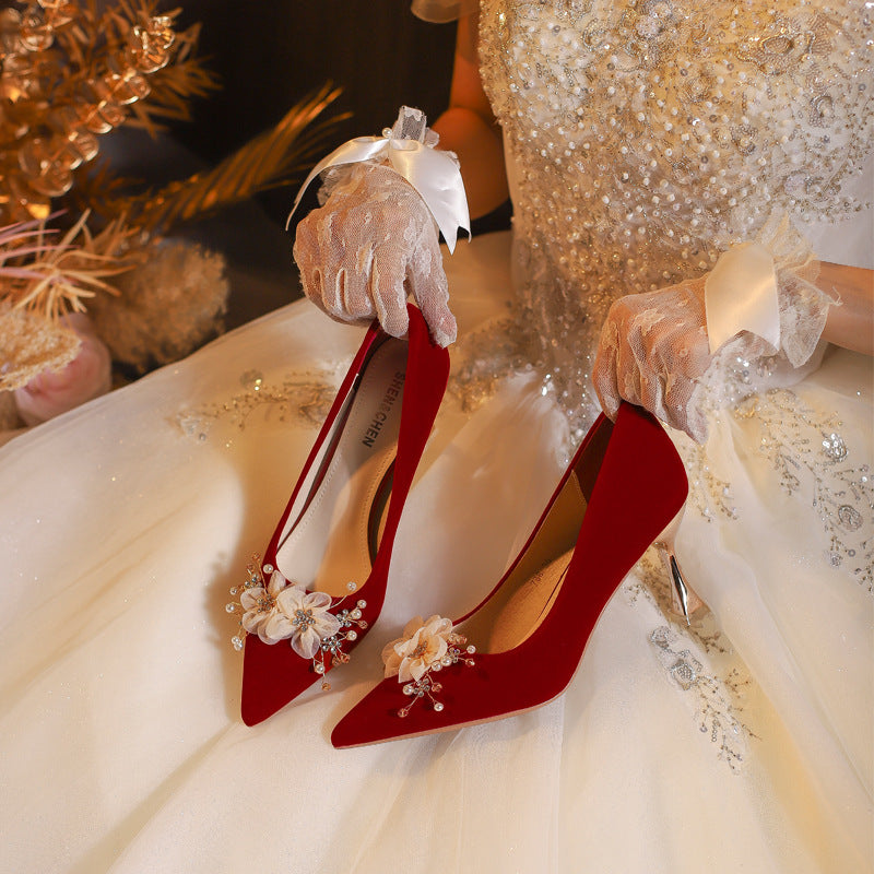 Women's Red Wedding High Stiletto Bridal Plus Women's Shoes