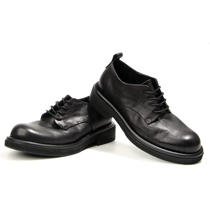 Men's Style Vintage Round Head Leisure Hand-rub Leather Shoes