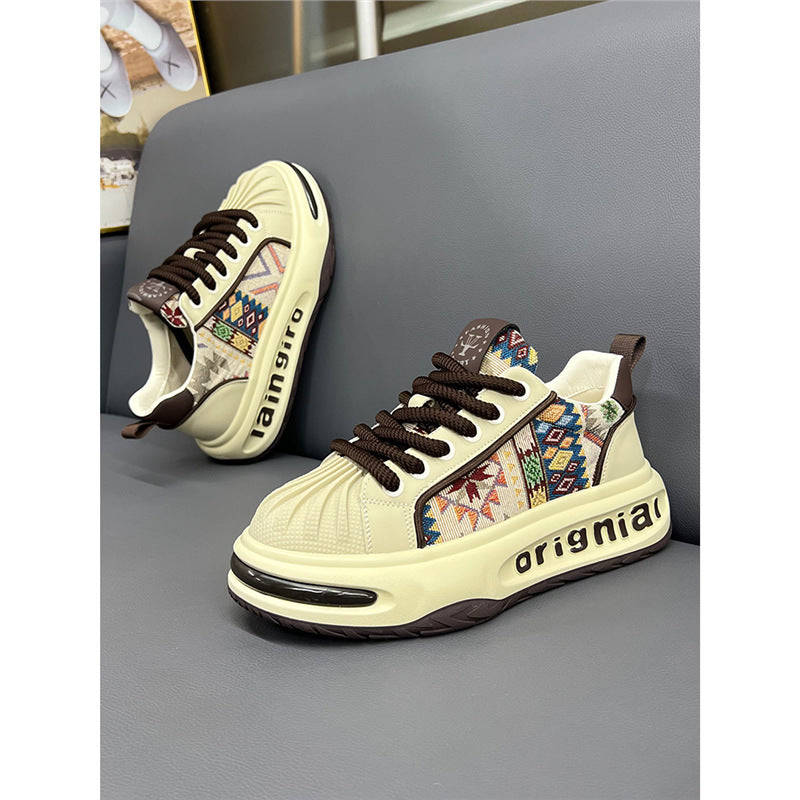 Men's Shell Toe Embroidered Daddy Trendy Spring Comfortable Men's Business Leather Shoes