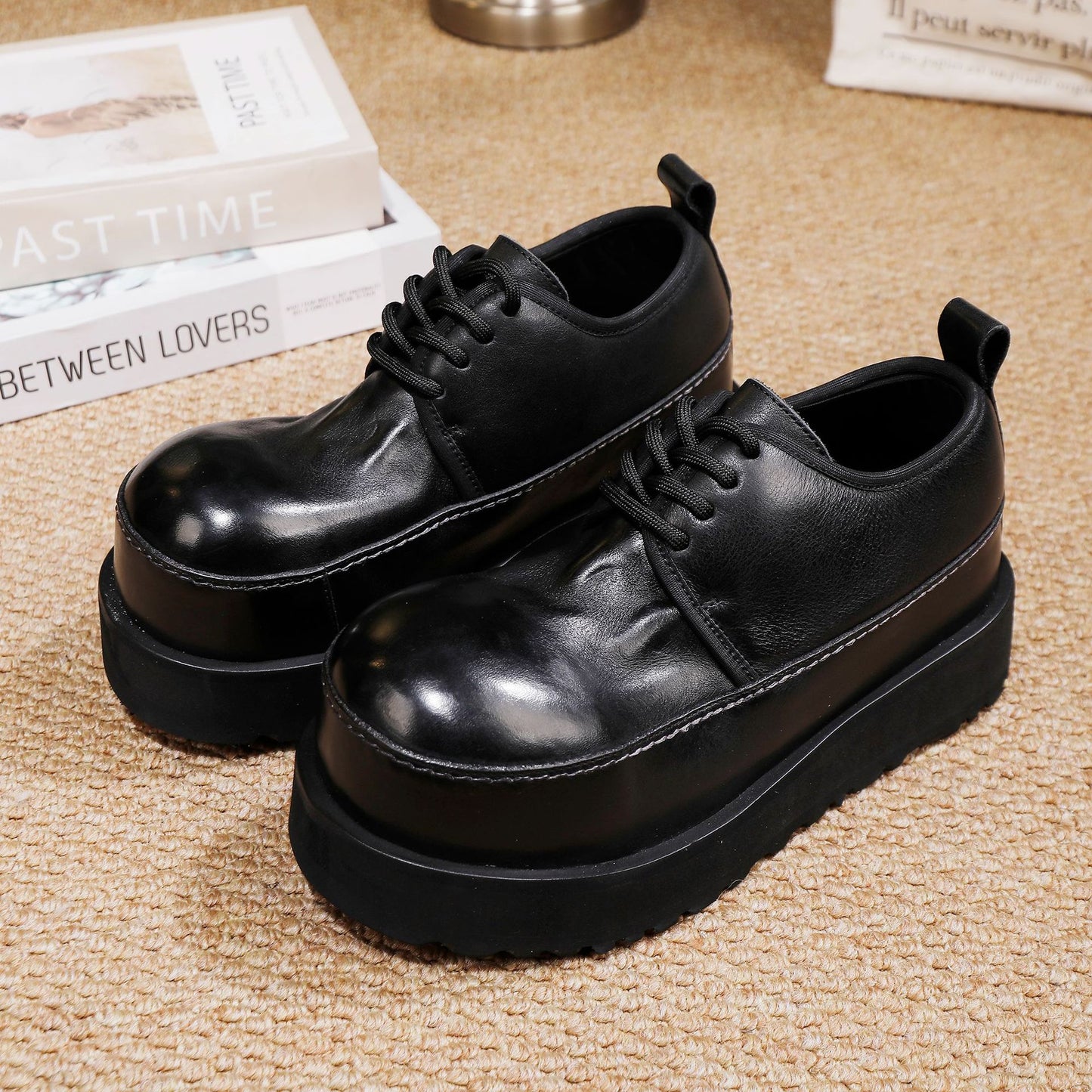 Women's Thick Bottom Derby Washed Cowhide Comfortable Women's Fashion Shoes