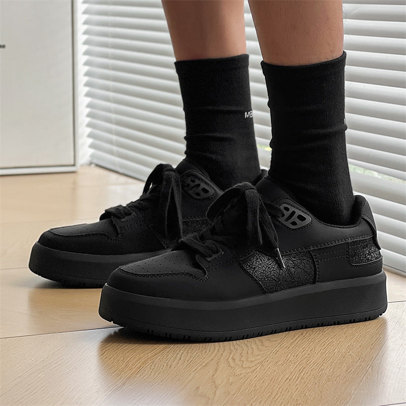 Men's Design Crack White Trendy Platform Heightened Men's Board Shoes