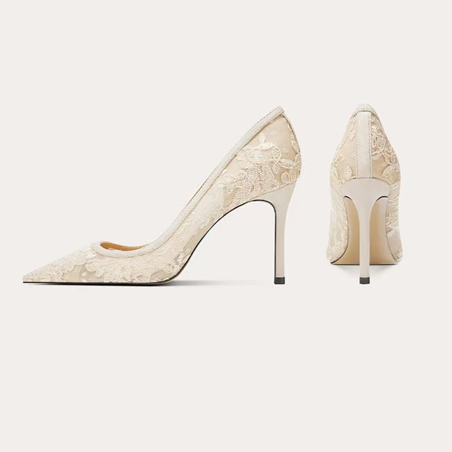 Women's Pumps Fairy Pointed Toe Nude Color Thin Heels