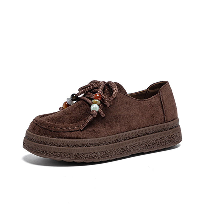 Women's Vintage Beaded Leisure Shallow Mouth Kangaroo Pumps Women's Casual Shoes