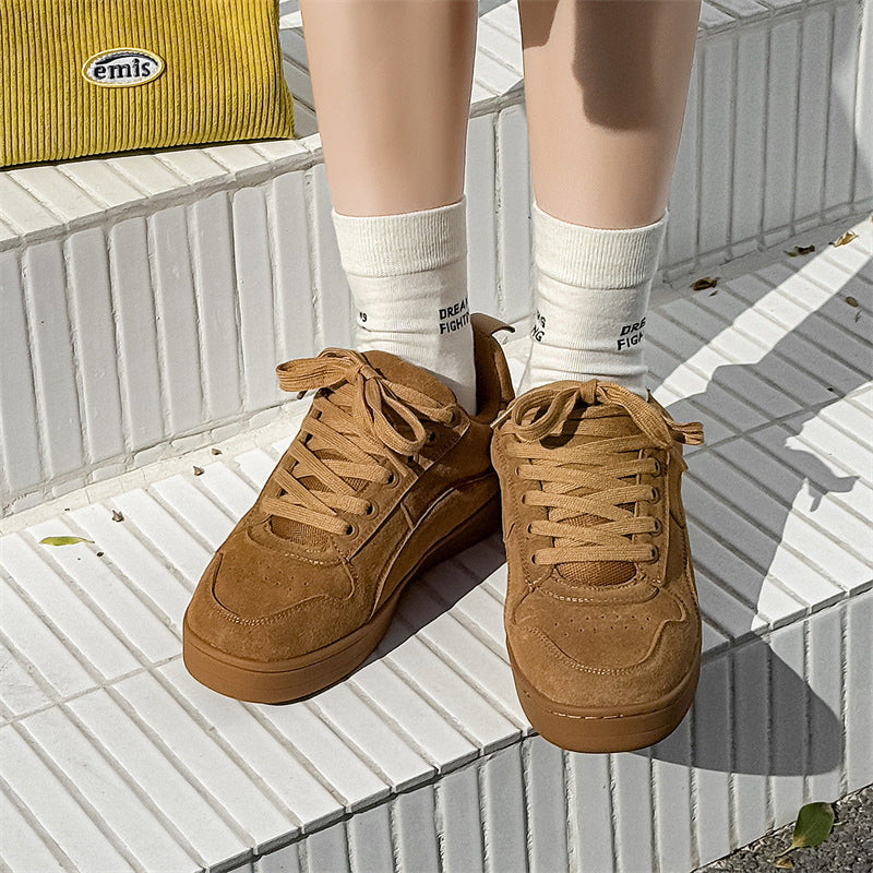 Women's & Men's High Version Platform Board Suede Matte Men's Casual Leather Shoes