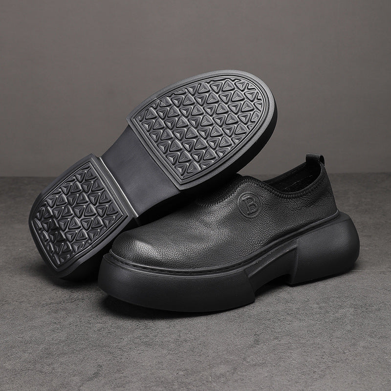 Men's Summer Driving Comfortable Platform Elevator Wild Leather Shoes
