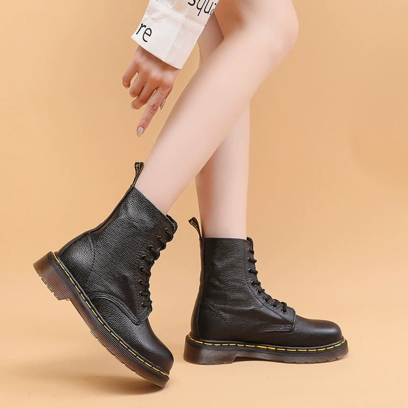 Women's & Men's Pattern Good Year Stitching Winter Suede Women's Leather Boots