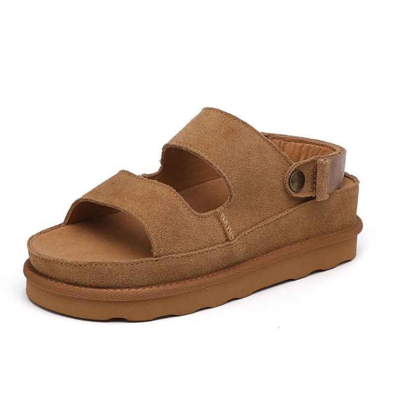 Women's Platform British Style Velcro Open Toe Sandals