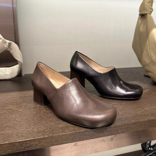 Women's Cowhide Version Simple Style Round Toe Women's Fashion Shoes
