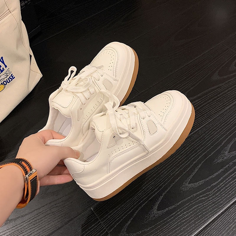 Women's White Versatile European Retro Muffin Sports Leisure Men's Shoes