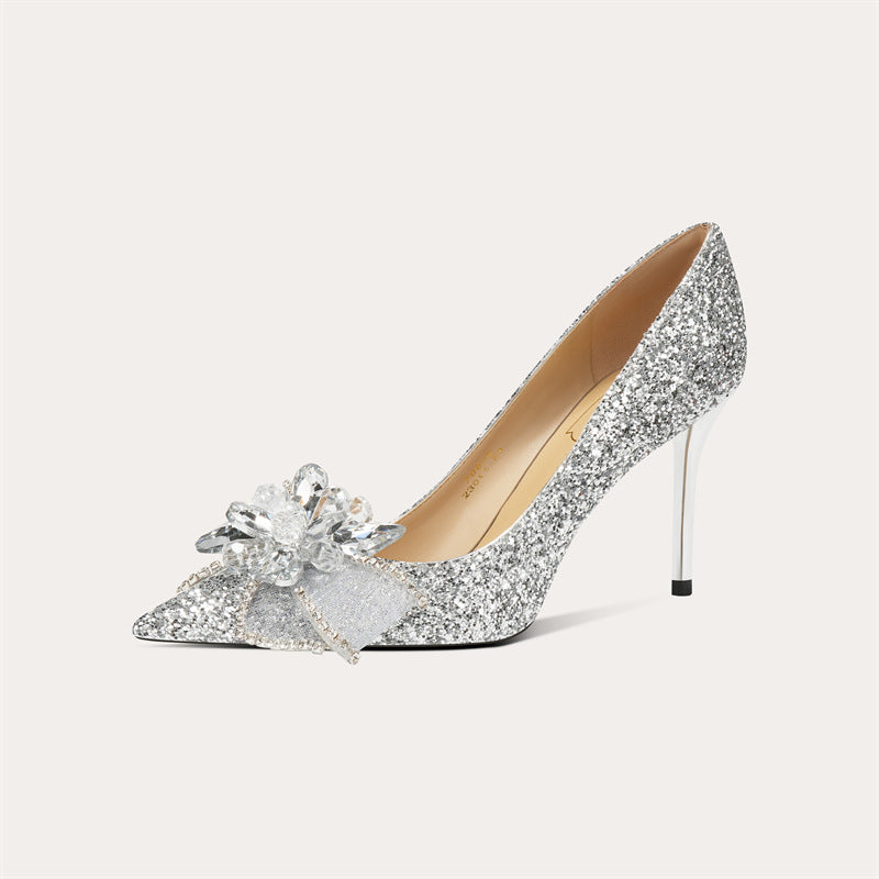 Reception Dress Bridal Crystal Bridesmaid French Women's Fashion Shoes