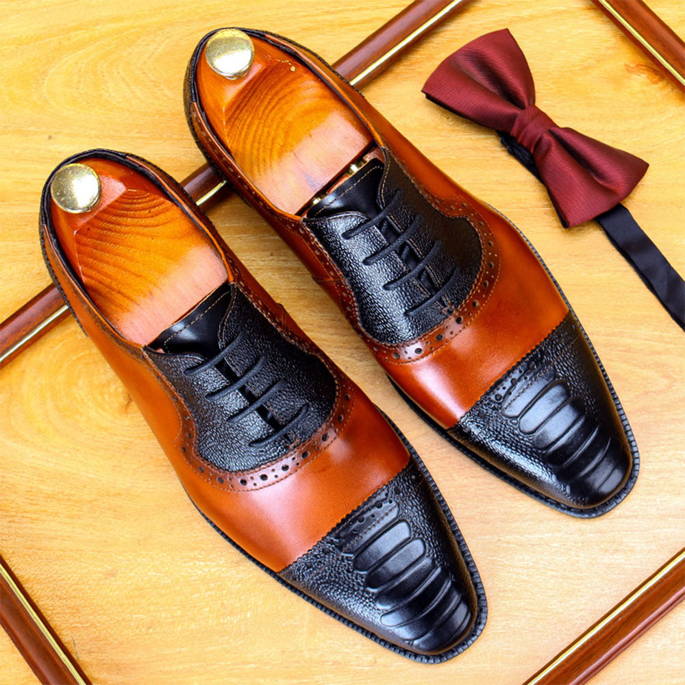 Men's Two Colors Oxford Business Formal Wear Luxury Leather Shoes