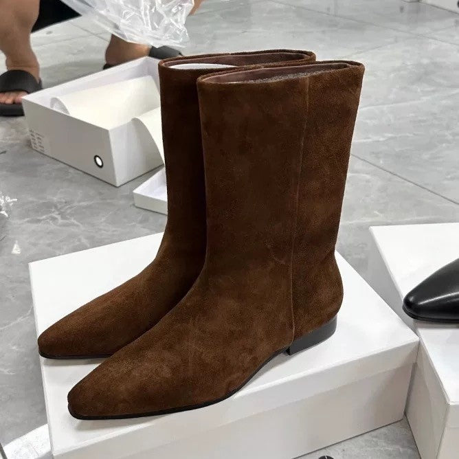 Women's Version Retro Simple Low Sleeve Skinny For Women's Leather Boots