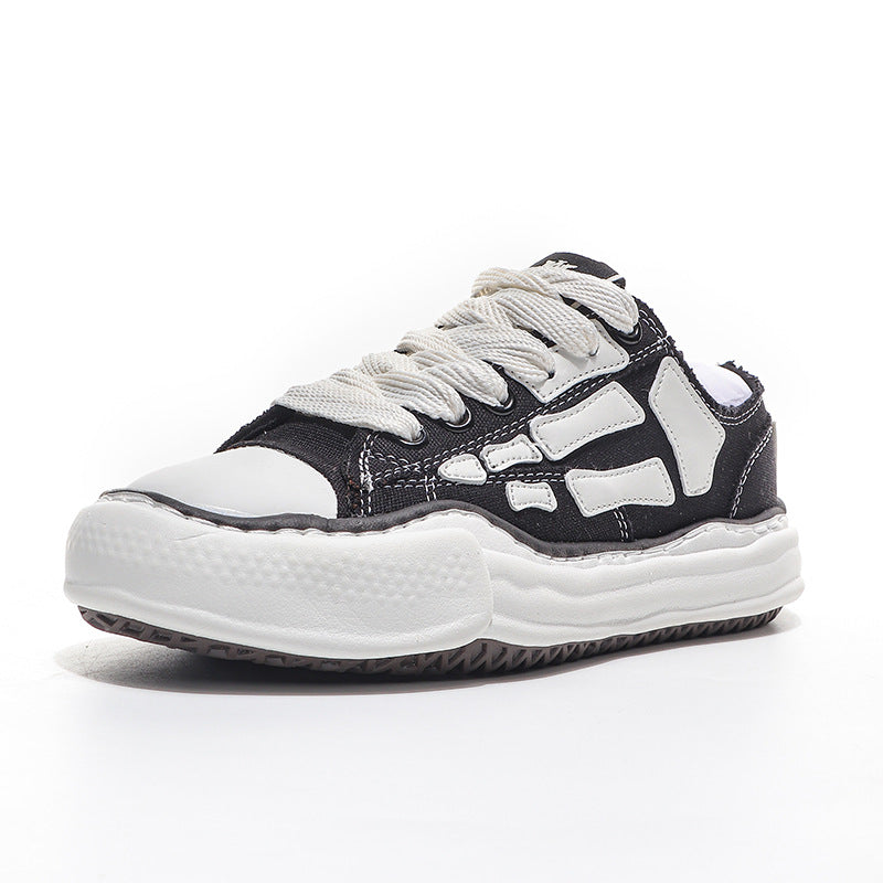Men's Bone Dissoing Black White Platform For Men's Sports Shoes