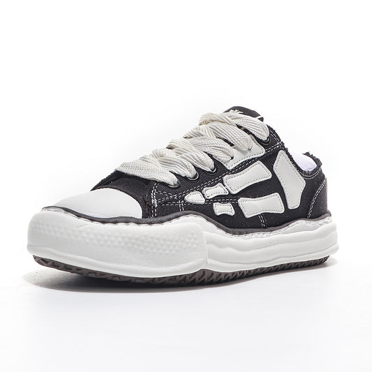 Men's Bone Dissoing Black White Platform For Men's Sports Shoes