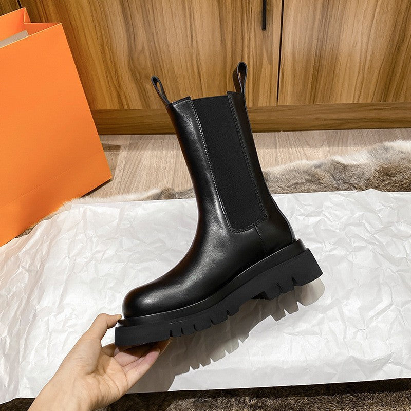 Women's Martin Fur Winter Fleece Lined Padded Warm Women's Leather Boots
