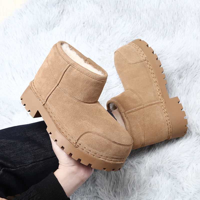 Women's & Men's Ugly Cute Big Head Warm Solid Color Boots