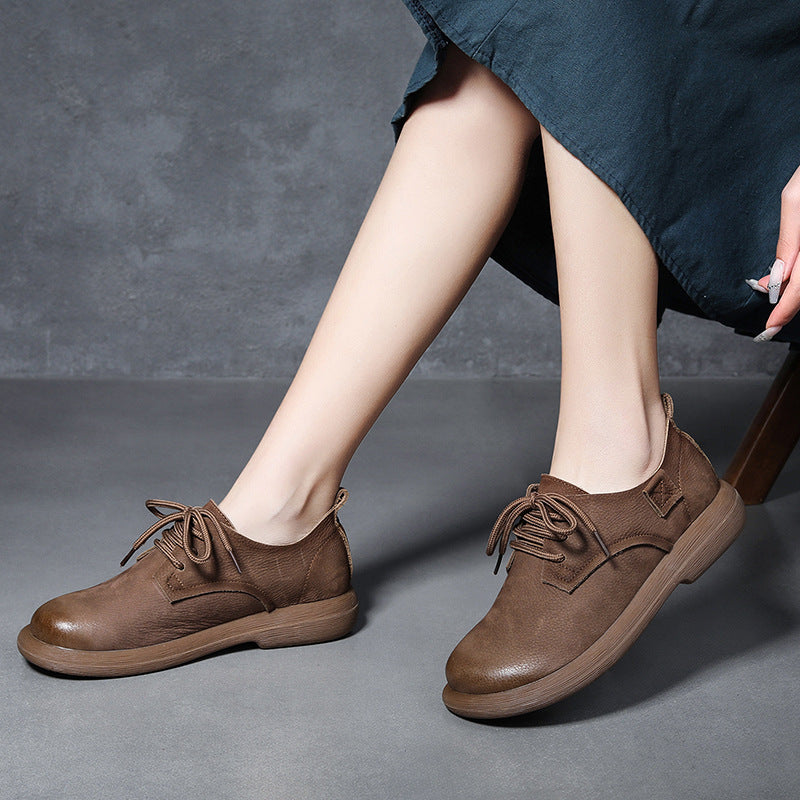 Layer Cowhide Light Bottom Front Outdoor Fashion Trend Ladies Soft Leather Shoes