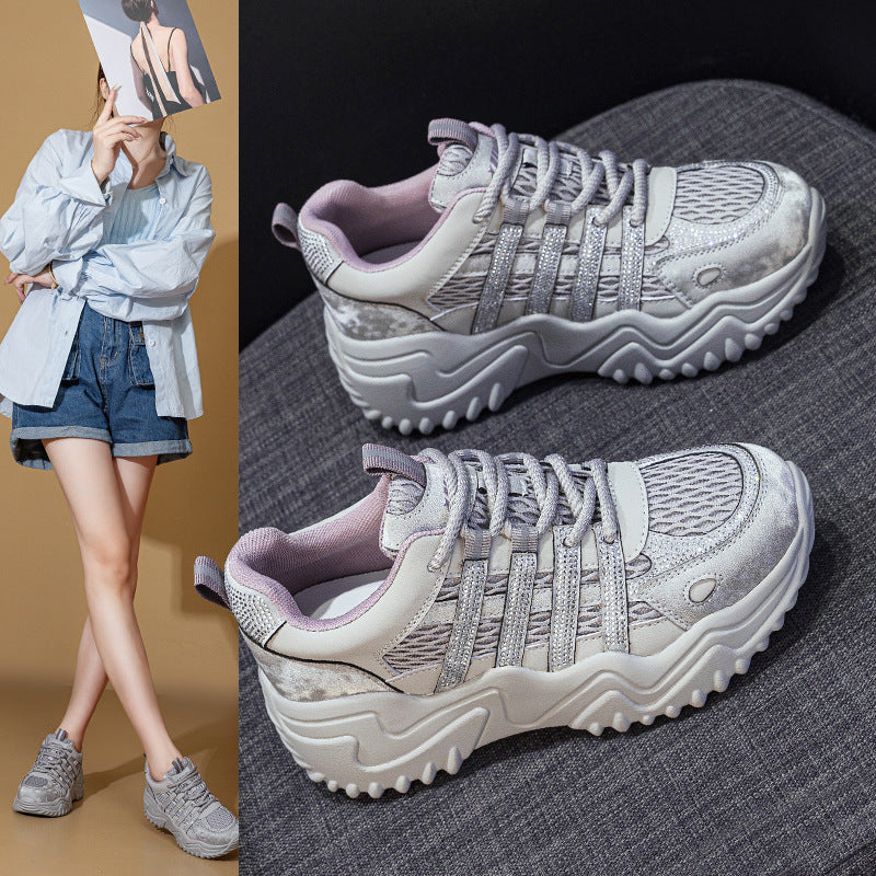 Women's Elevated Platform Daddy Diamond Lightweight Small Women's Casual Shoes