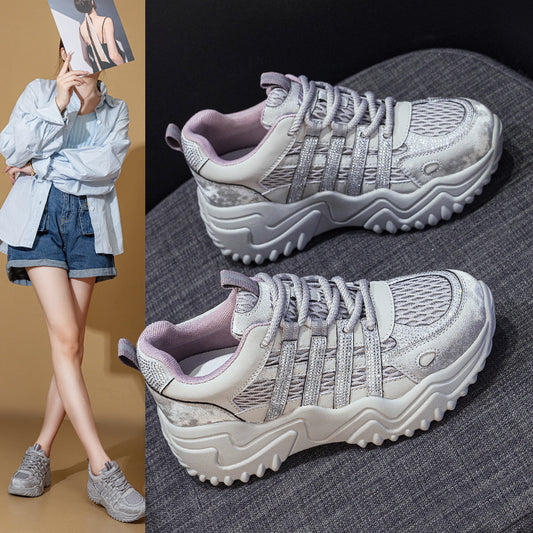 Women's Elevated Platform Daddy Diamond Lightweight Small Women's Casual Shoes