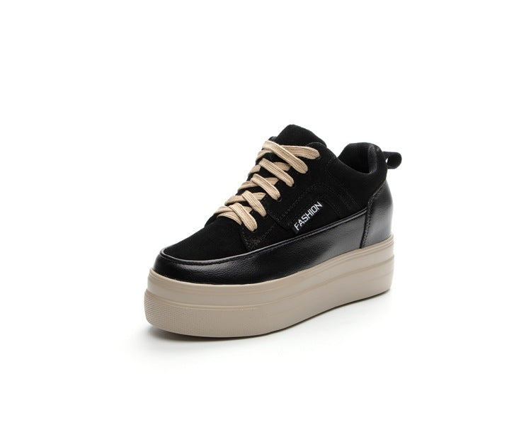 Women's Platform White Height Increasing Korean Style Genuine Women's Shoes