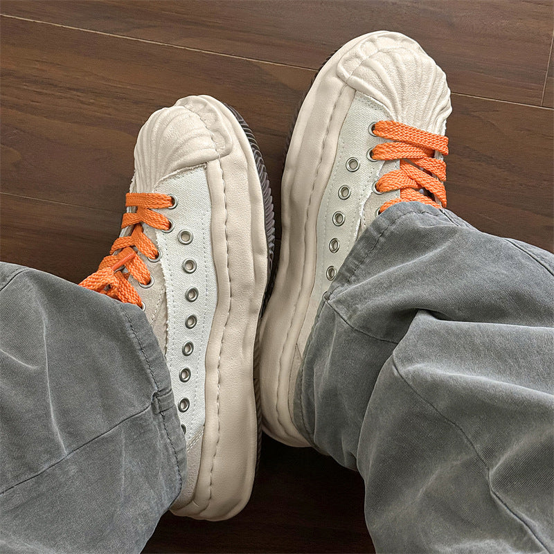 Women's & Men's Shell Toe Dissoed Couple Korean Style Platform Hight Sneakers