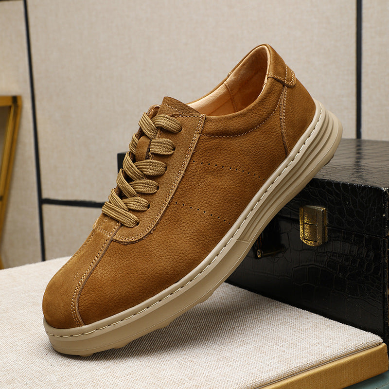 Men's Light Bottom Matte Cowhide Autumn Comfortable Platform Warm Genuine Men's Casual Shoes