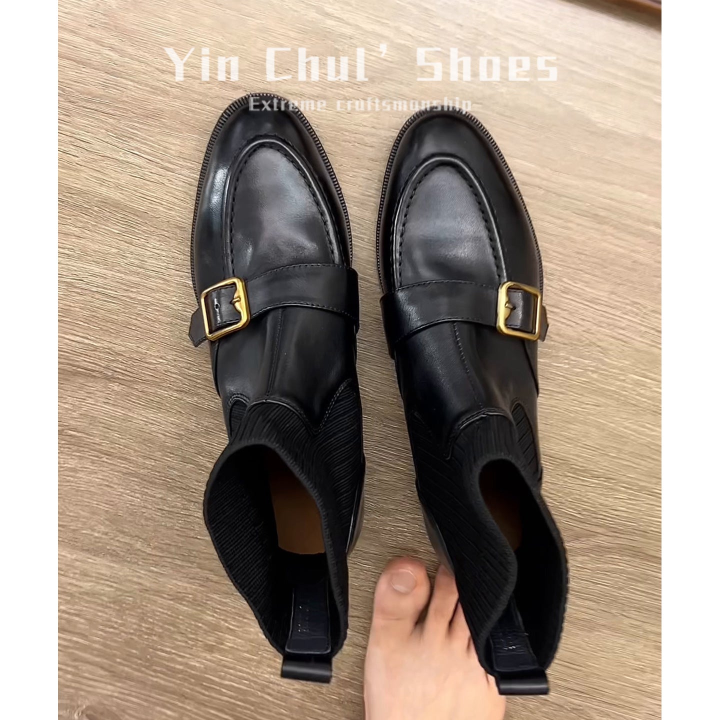 Women's British Elastic Socks Retro Thin Booties Ankle Chunky Women's Leather Boots