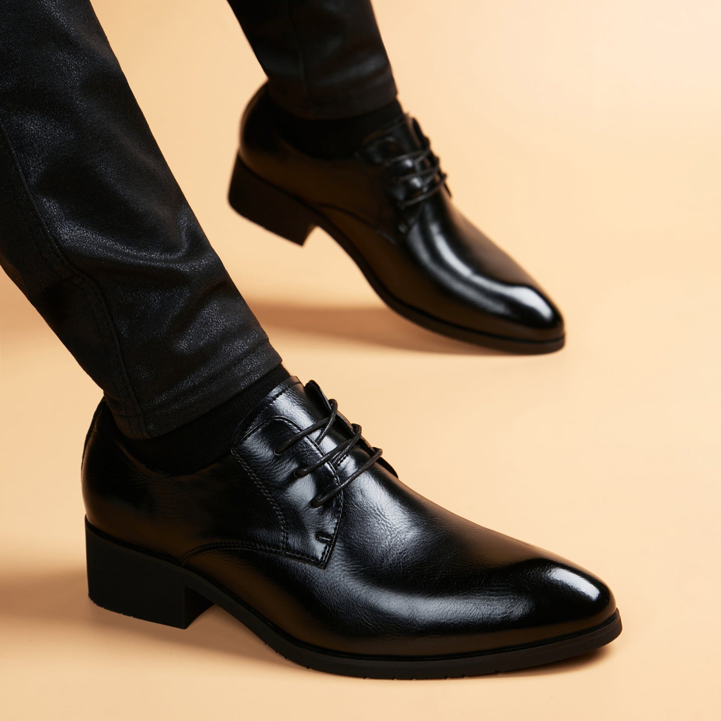 Men's Sheepskin Korean Breathable British Genuine Formal Men's Business Leather Shoes