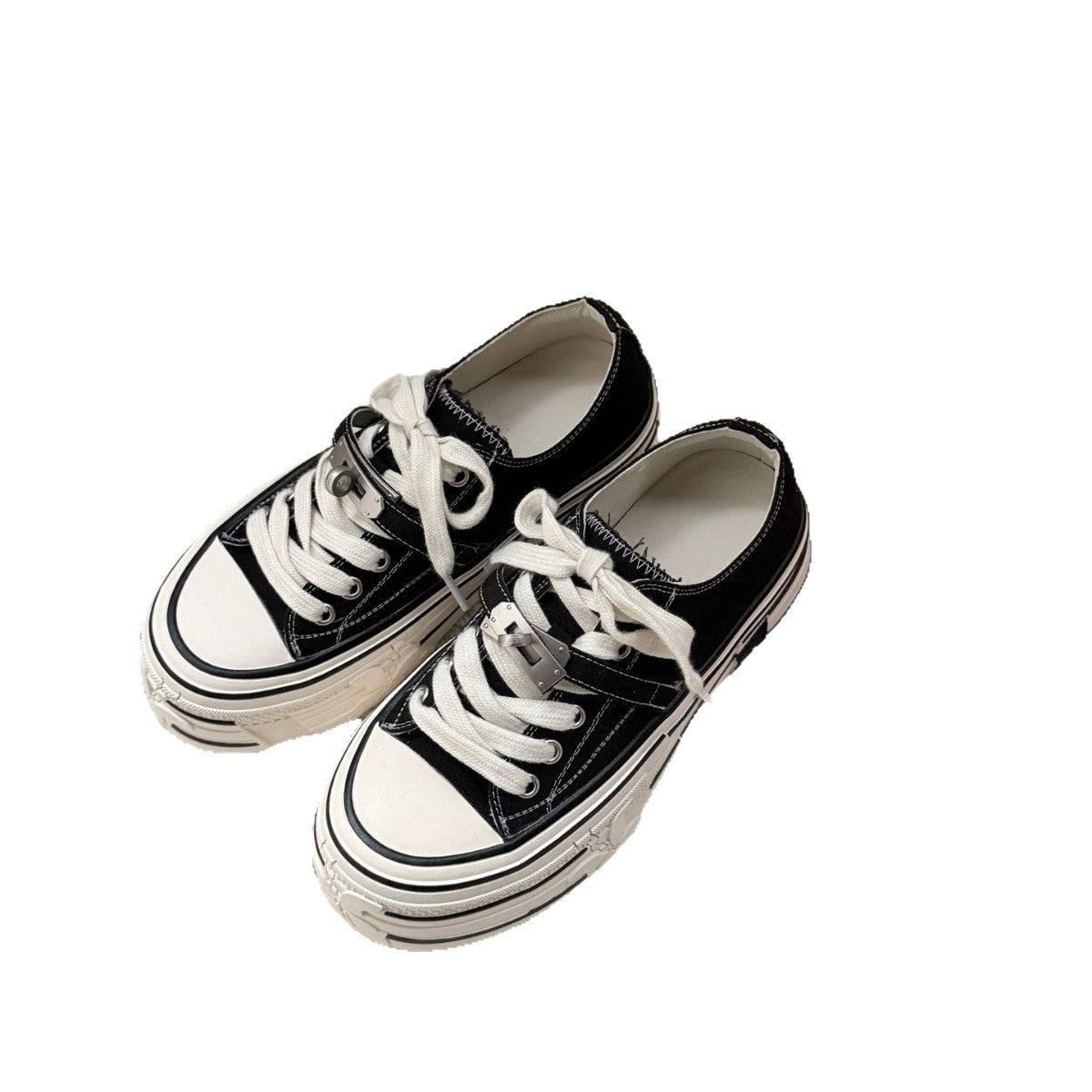 Women's Black Spring Thin Thick Bottom Increased Korean Style Women's Board Shoes