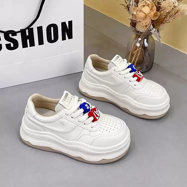 Women's Breathable Platform Thick-soled White College Style Women's Casual Shoes