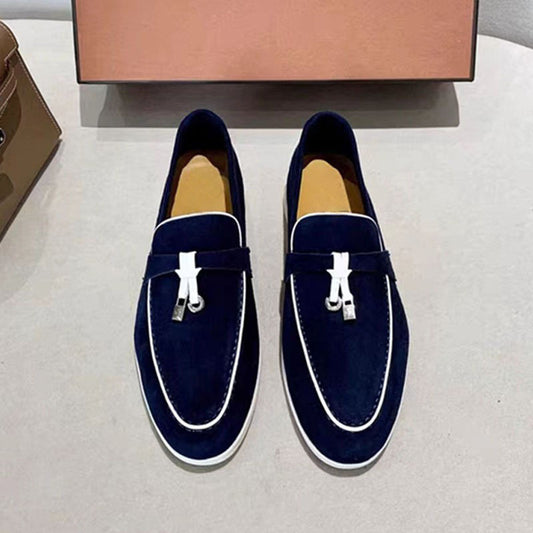 Women's & Men's Pendant Tassel Slip-on Flat Soft Bottom Suede Couple Loafers