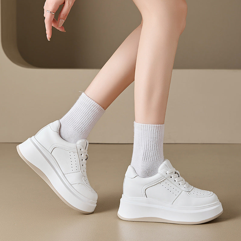 Muffin Platform White Korean Style Versatile Stylish Height Sneakers