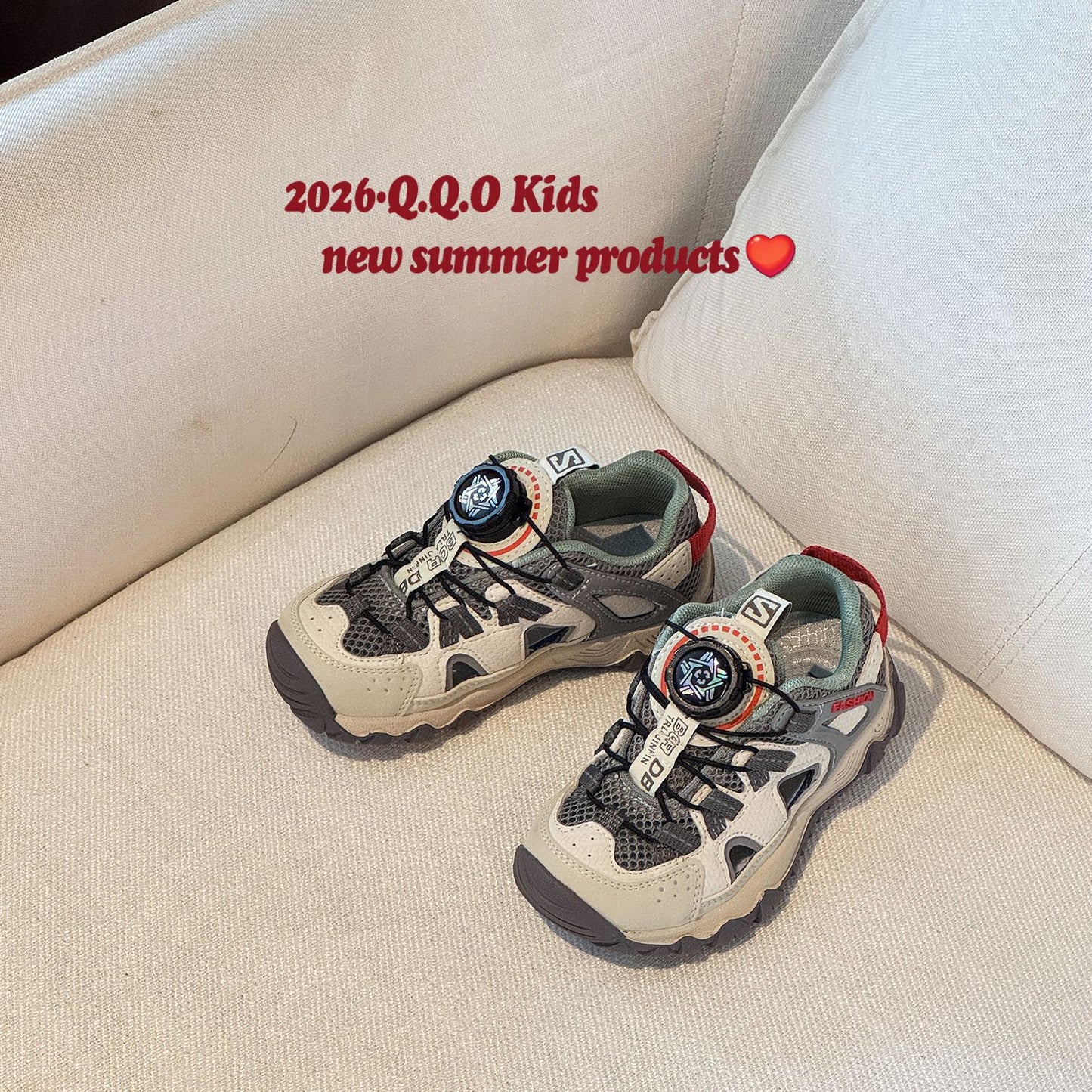 Children's Rotating Buckle Frame Boys Lightweight Hollow Children's Sports Shoes