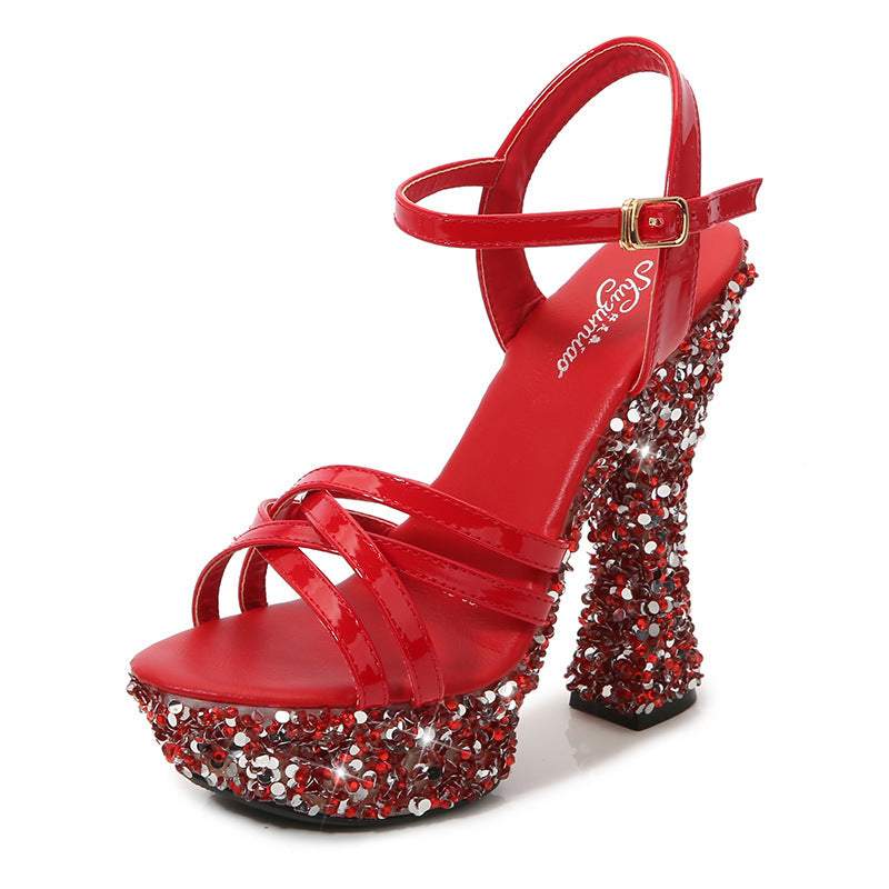Women's Korean Rhinestone Summer Super Open Toe Sandals