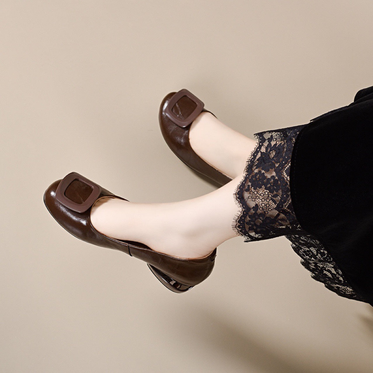 Women's Flat Pumps Bottom Not Tired Feet Chunky Women's Fashion Shoes